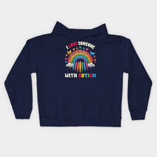 I Love Someone With Autism Awareness Puzzle Rainbow Teacher Kids Hoodie